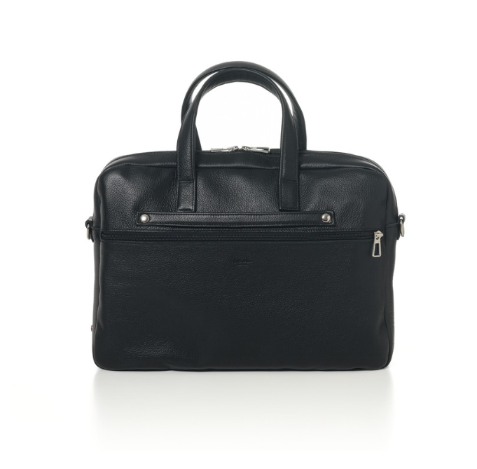 Antoine Grained Leather Briefcase Black is Black
