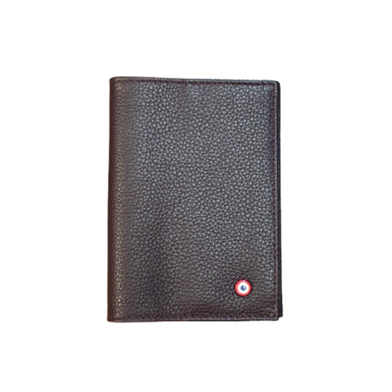 Louis Cuir Grainé Porte Passeport Vigne Rouge