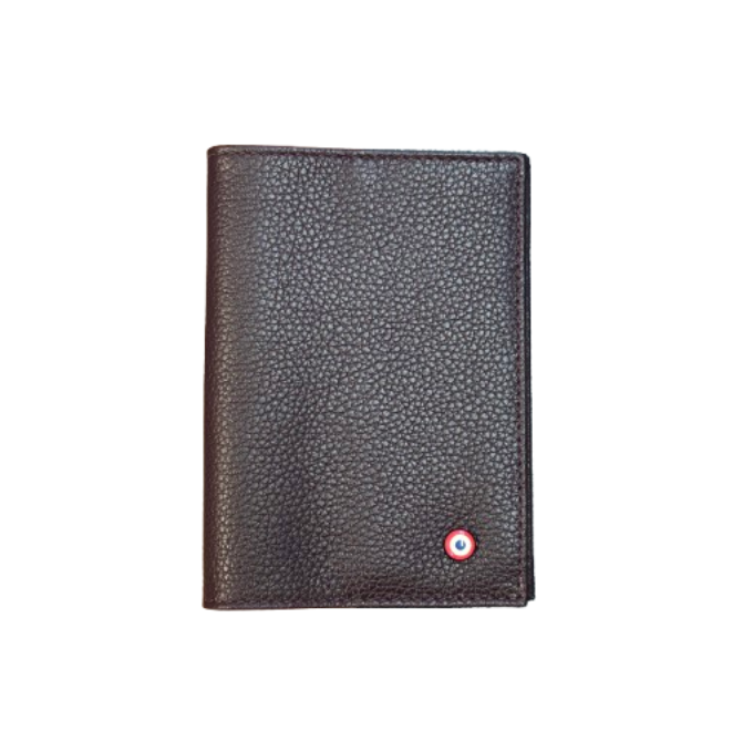 Louis Grained Leather Passport Holder Ruby Red