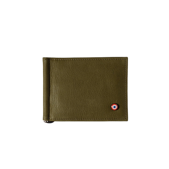 larmorie Hector Cuir Vintage Portefeuille Italien Pince à Billets Bois Vert