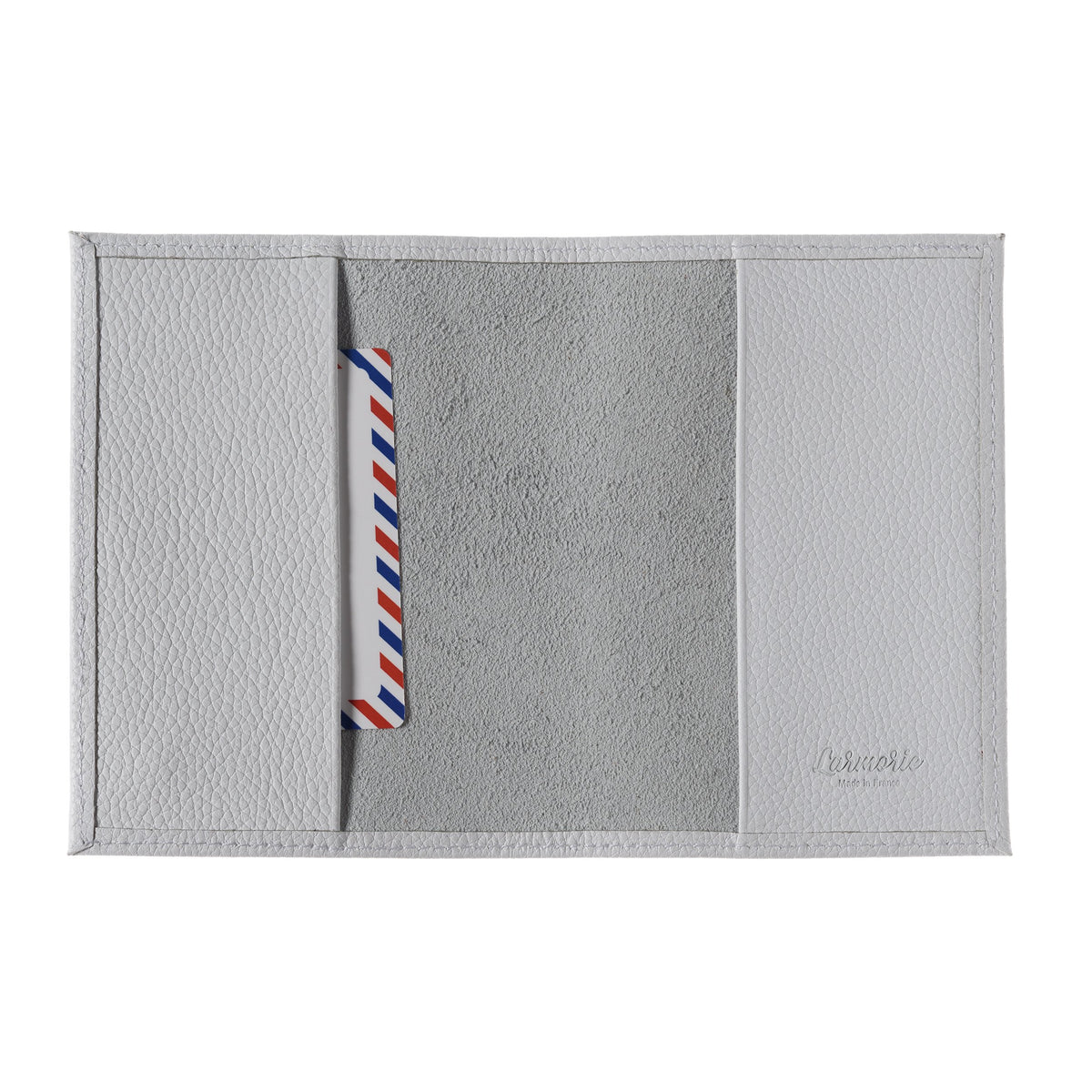 Louis Cuir Grainé Porte Passeport Flocon Blanc Personnalisé