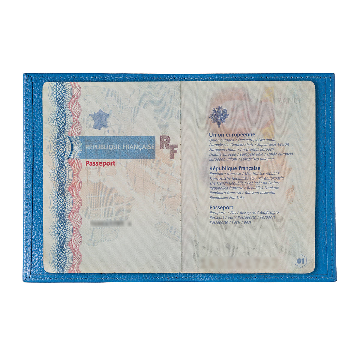 Louis Cuir Grainé Porte Passeport Ciel Bleu Personnalisé