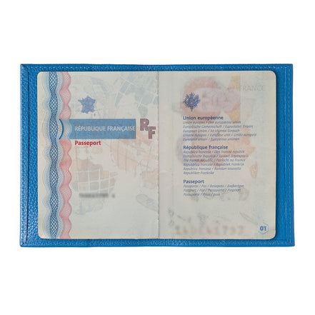 Louis Cuir Grainé Porte Passeport Ciel Bleu Personnalisé