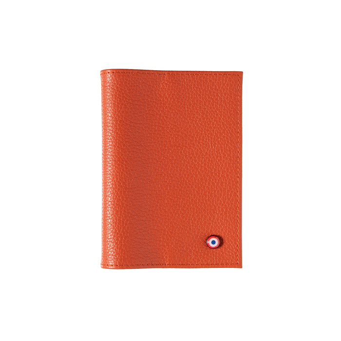 larmorie Louis Cuir Grainé Porte Passeport Corail Bohème Personnalisé