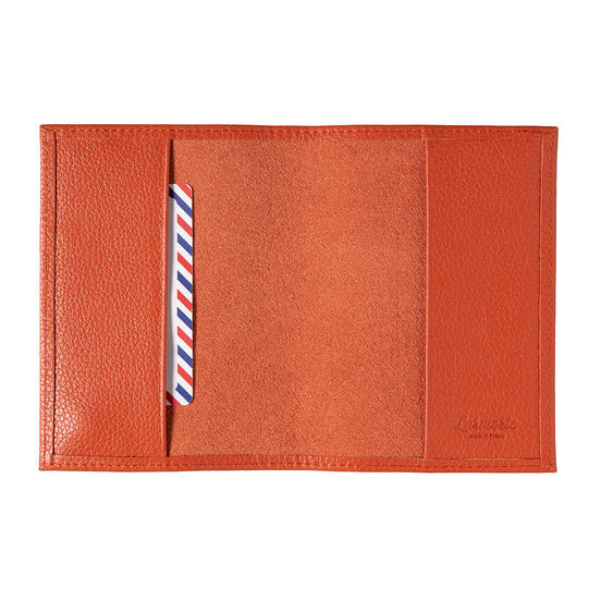Louis Cuir Grainé Porte Passeport Corail Bohème Personnalisé
