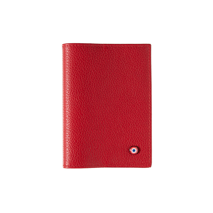 larmorie Louis Cuir Grainé Porte Passeport Rubis Rouge