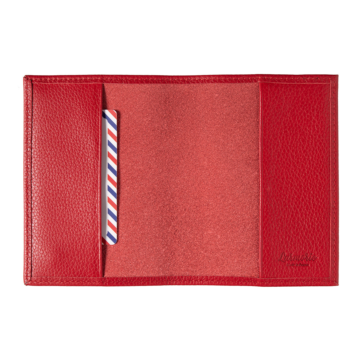 Louis Cuir Grainé Porte Passeport Rubis Rouge