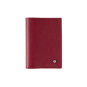 Louis Grained Leather Passport Holder Ruby Red Personalized