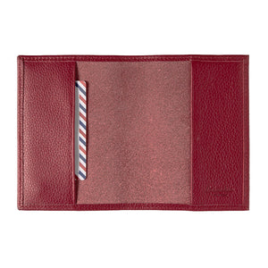 Louis Grained Leather Passport Holder Ruby Red Personalized