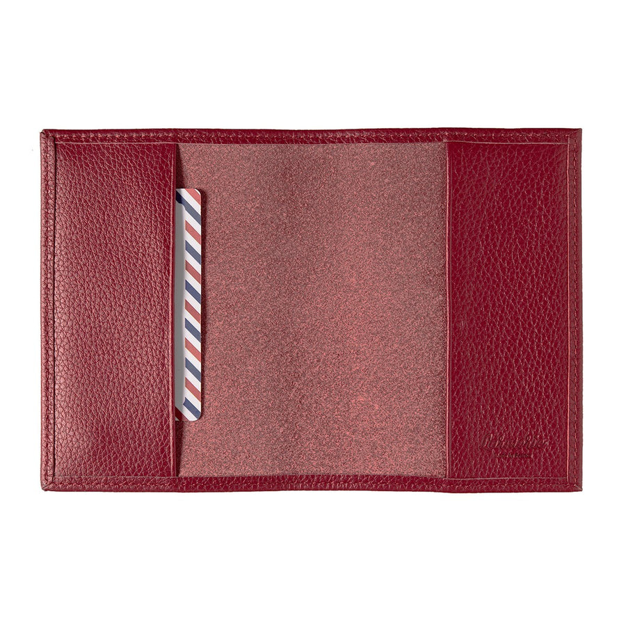 Louis Grained Leather Passport Holder Ruby Red Personalized