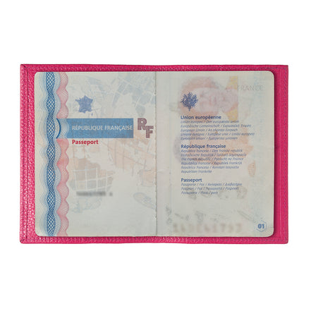Louis Cuir Grainé Porte Passeport Vie en Rose Personnalisé