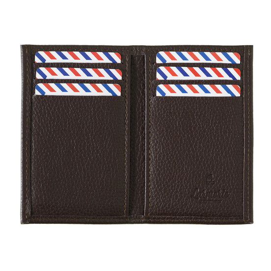 René Cuir Grainé porte-cartes RFID Terre Brunie Personnalisé