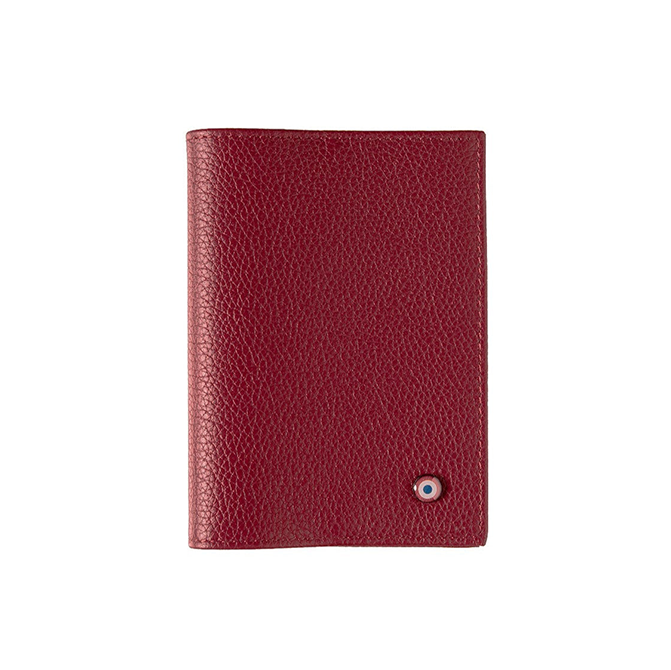 Louis Cuir Grainé Porte Passeport Vigne Rouge