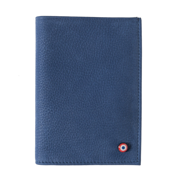larmorie Albert Cuir Nubuck Grand portefeuille Mer Indigo personnalisé