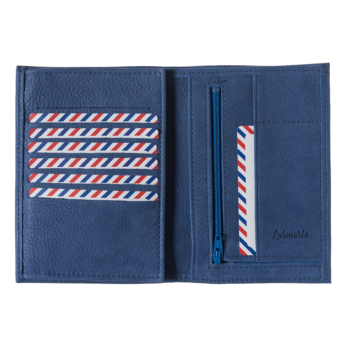 Albert Cuir Nubuck Grand portefeuille Mer Indigo personnalisé