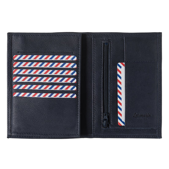 Albert Cuir Nubuck Grand portefeuille Lune Bleue personnalisé