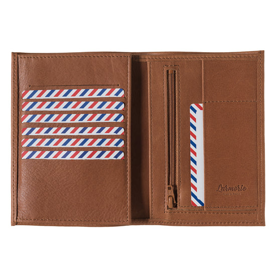 Albert Cuir Vintage Grand portefeuille Terre Brunie personnalisé