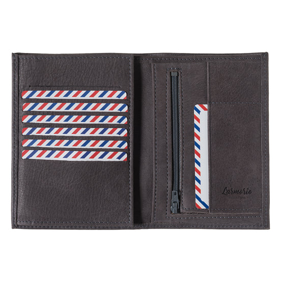 Albert Cuir Nubuck Grand portefeuille Nuage Gris