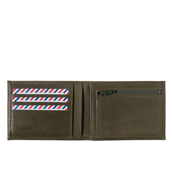 ARTHUR 2.0 Cuir Vintage Portefeuille Italien Bois Vert Personnalisé