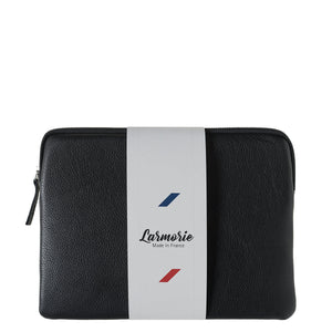 Guillaume Ipad pouch in black grained leather It’s Black Personalized 