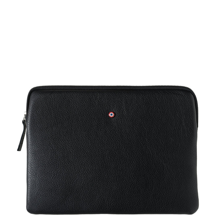 Guillaume Ipad pouch in black grained leather It’s Black Personalized 