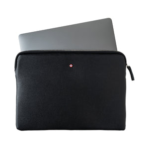 Pochette d'Ordinateur Gabriel Cuir Grainé Noir c'est Noir Personnalisée