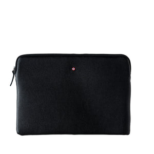 Pochette d'Ordinateur Gabriel Cuir Grainé Noir c'est Noir Personnalisée