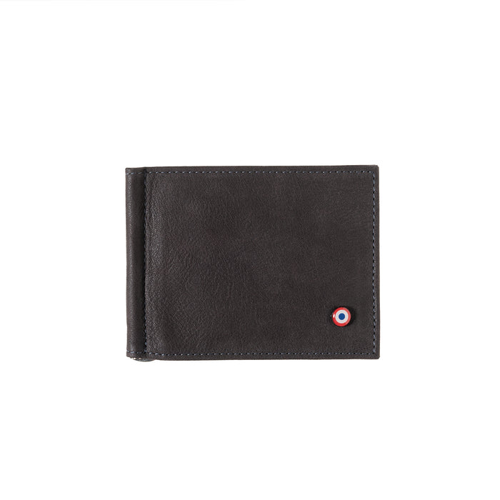 larmorie Hector Cuir Nubuck Portefeuille Italien Pince à Billets Nuage Gris Personnalisé