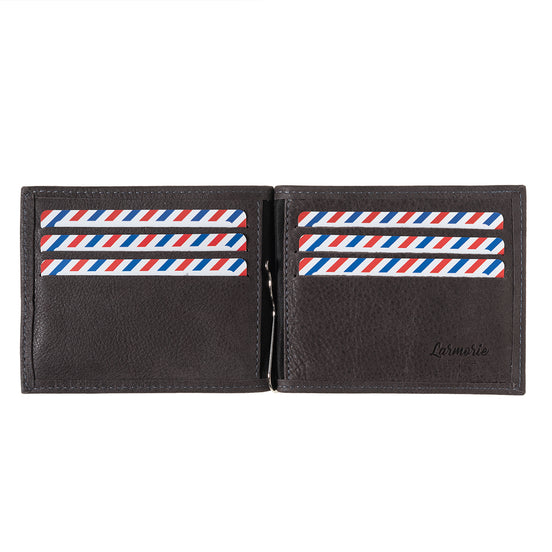 Hector Nubuck Leather Italian Wallet Money Clip Cloud Gray