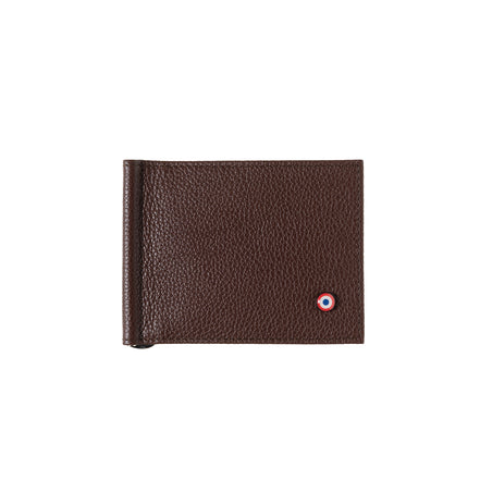 Hector Grained Leather Italian Wallet Money Clip Burnished Earth Personalized