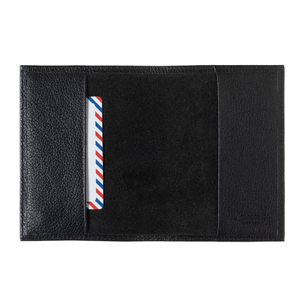 Louis Grained Leather Passport Holder Black is Black Personalized