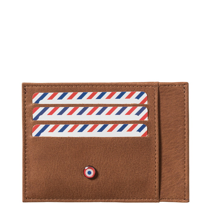 larmorie PAUL Cuir vintage Porte-cartes Terre Brunie