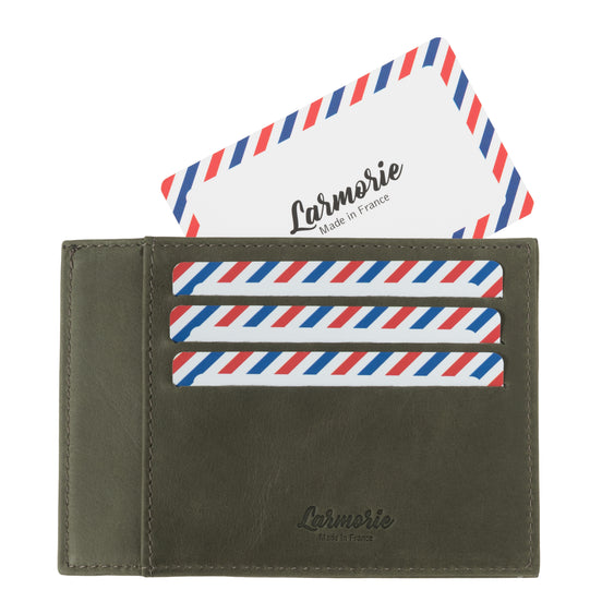 PAUL Cuir vintage Porte-cartes Bois Vert