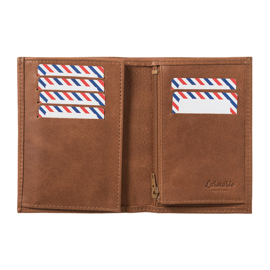 VICTOR Cuir vintage portefeuille Junior Terre Brunie personnalisé