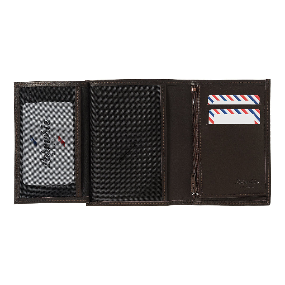 VICTOR Cuir lisse portefeuille Junior Terre Brunie