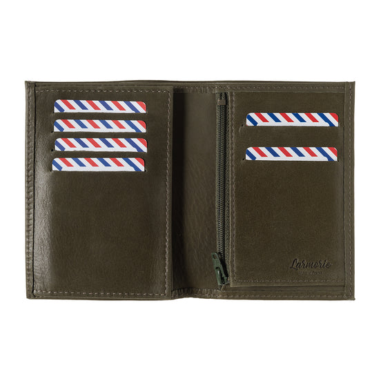VICTOR Cuir vintage portefeuille Junior Bois Vert